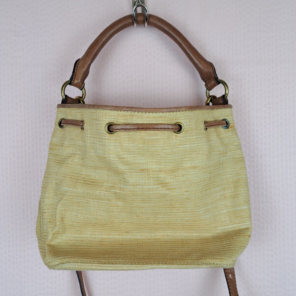Elliott Lucca Artisan Faux Raffia Peacock Brown Leather Shoulder Bag - Picture 12 of 16